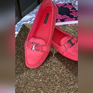 Louis Vuitton Women Flats red velvet suade  lv shoes lv flats